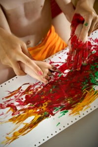 i czerwono  farbki, malowanie